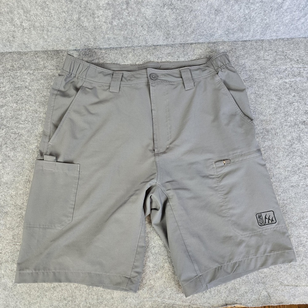 Fintech Shorts Mens Medium Gray Cargo Elastic Waist Stretch Outdoor Fishing